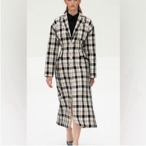 Carolina Herrera Tartan Trench Coat Size 4 cinched waist and bow detail